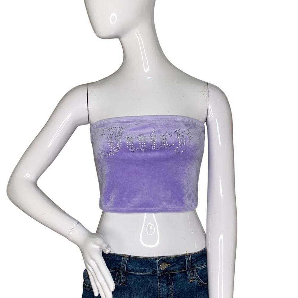 Juicy Couture by Forever 21 NWOT Y2K Velvet Lilac Beaded Tube Crop Top Size S